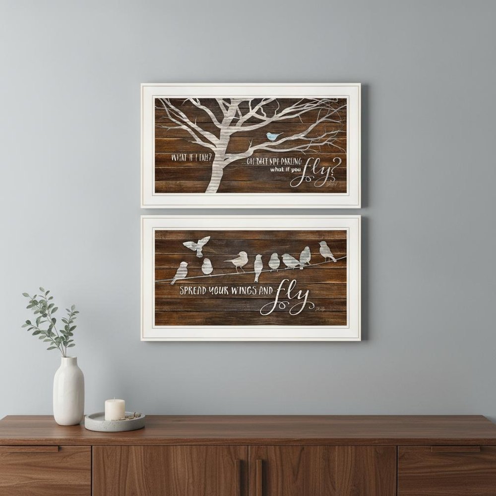 Set Of Two Spread Your Wings 1 White Framed Print Wall Art HomeRoots