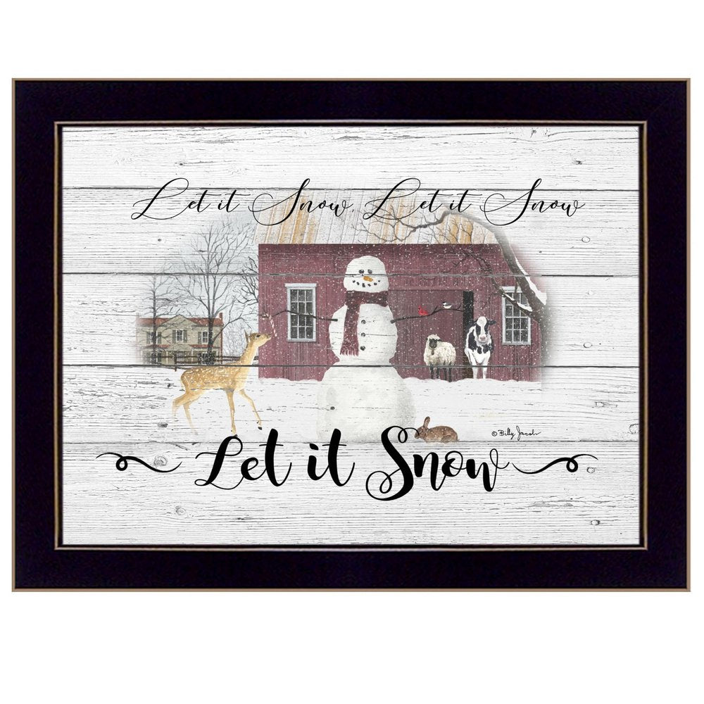 Let It Snow 1 Black Framed Print Wall Art — view 1