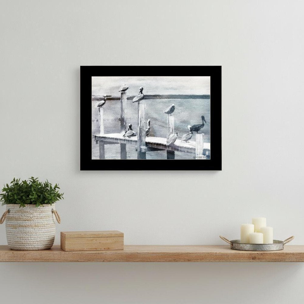 Birds on a Pier 1 Black Framed Print Kitchen Wall Art HomeRoots