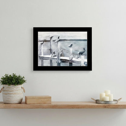 Birds on a Pier 1 Black Framed Print Kitchen Wall Art HomeRoots