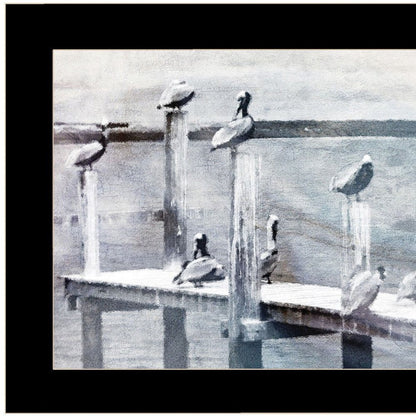 Birds on a Pier 1 Black Framed Print Kitchen Wall Art HomeRoots