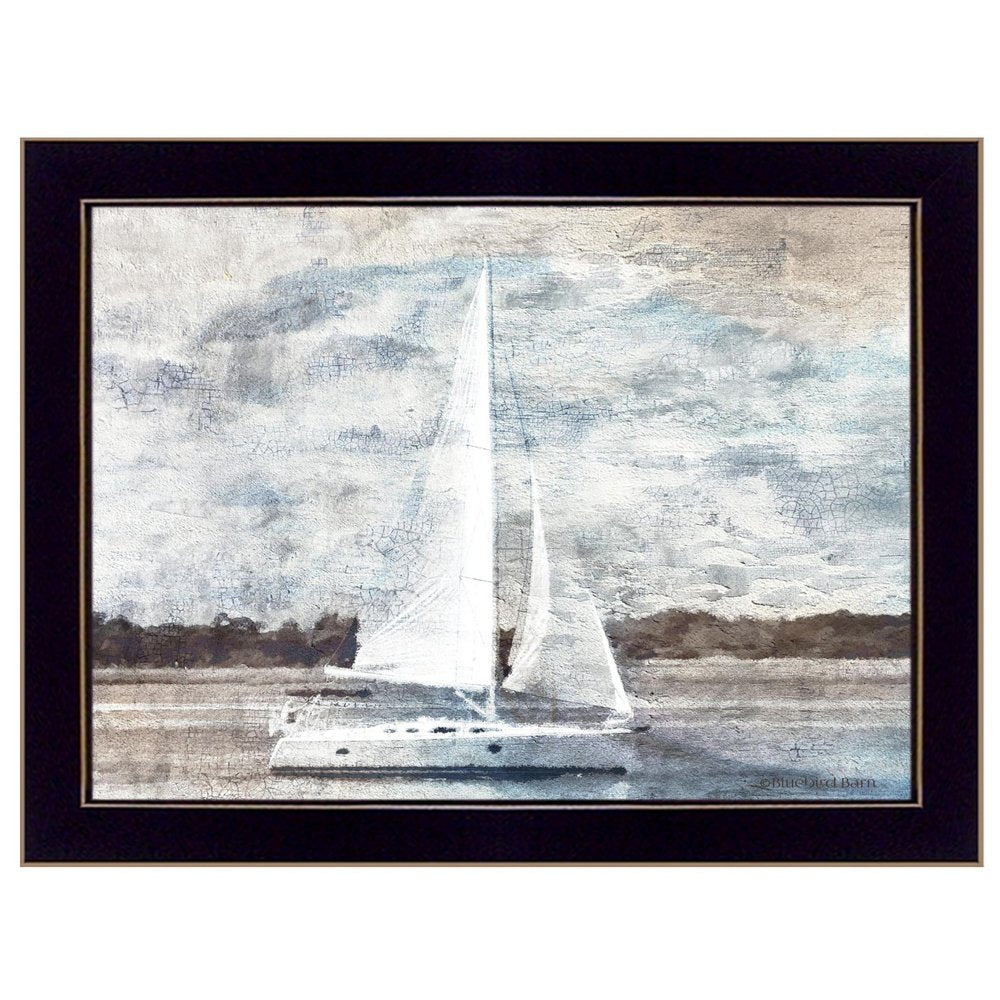 Sailboat on Water 1 Black Framed Print Wall Art — view 1