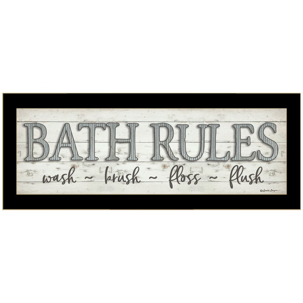 Bath Rules 3 Black Framed Print Bathroom Wall Art — view 1
