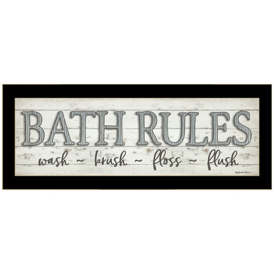 Bath Rules 3 Black Framed Print Bathroom Wall Art