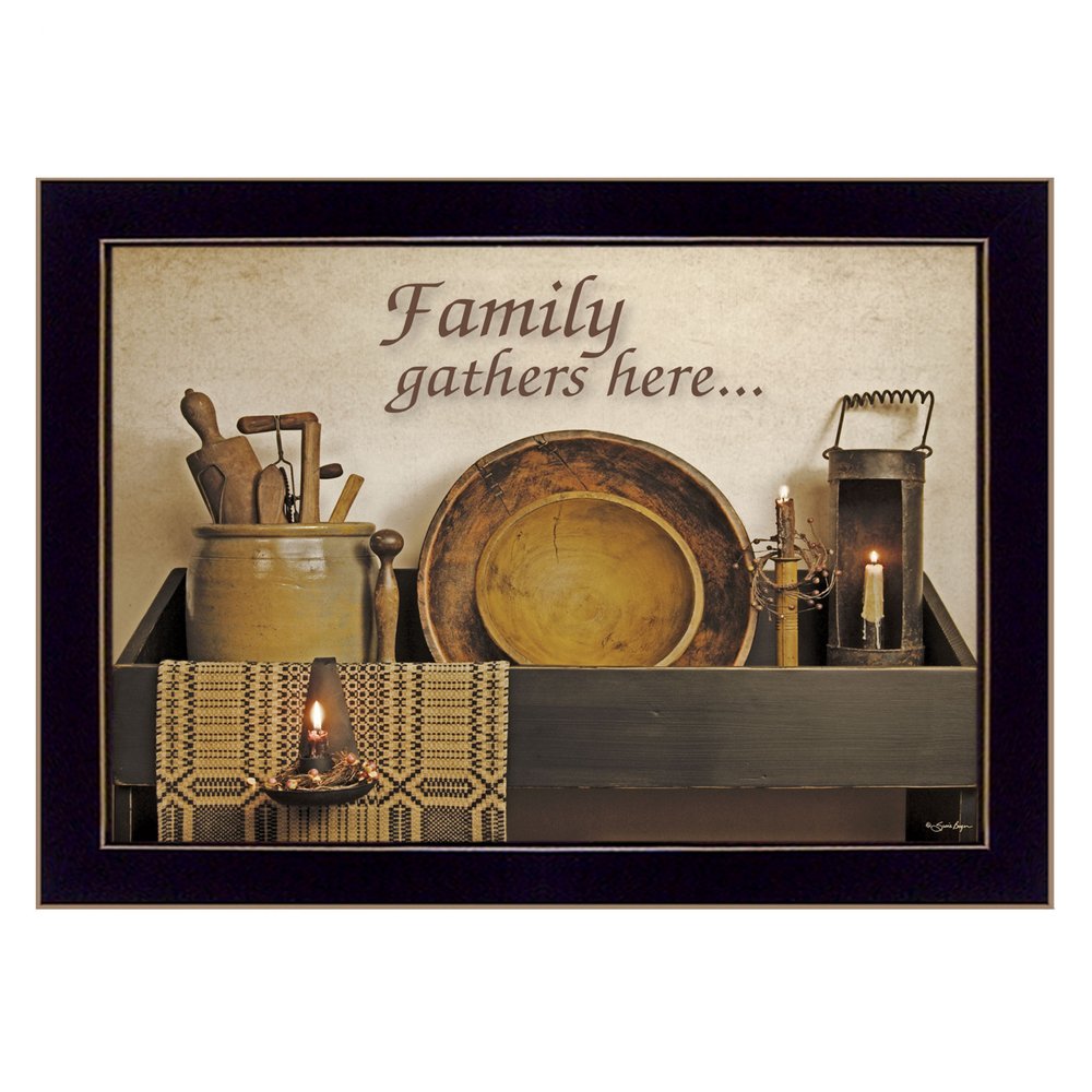 Family Gather Here 1 Black Framed Print Kitchen Wall Art — view 1