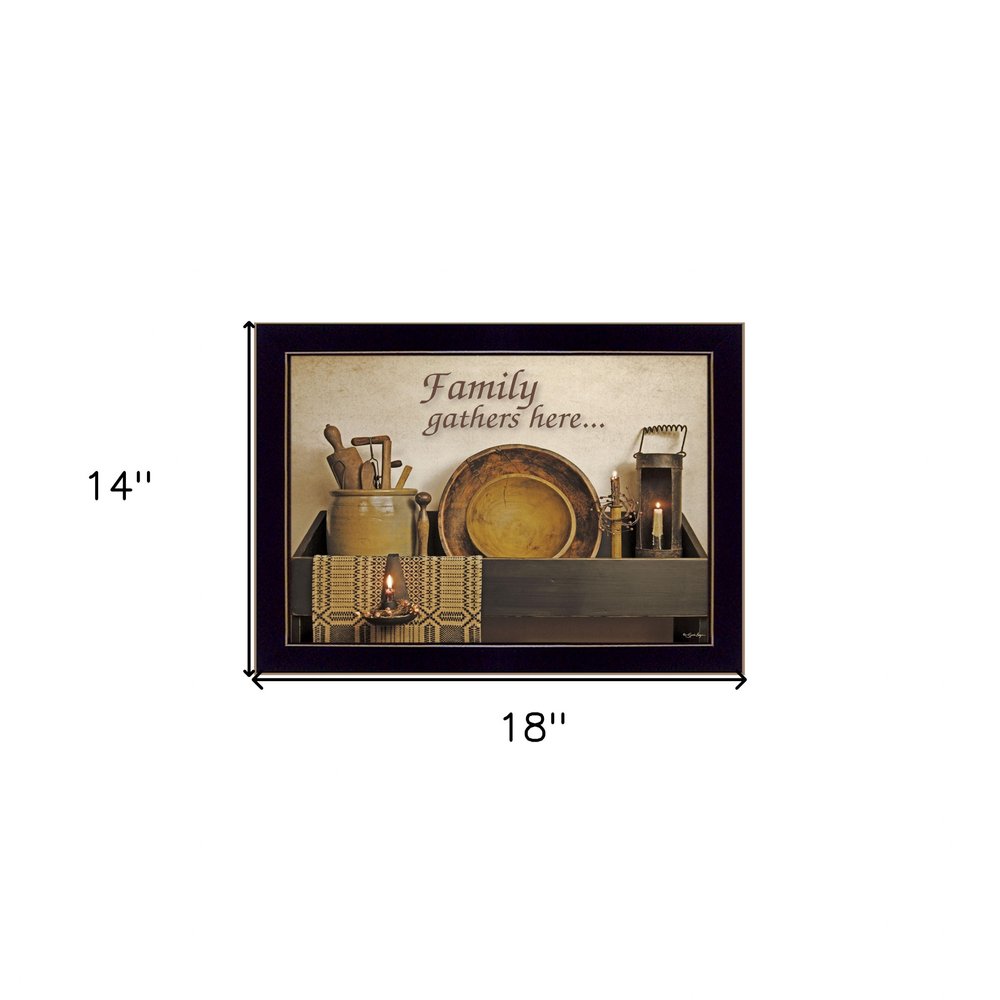 Family Gather Here 1 Black Framed Print Kitchen Wall Art — view 2