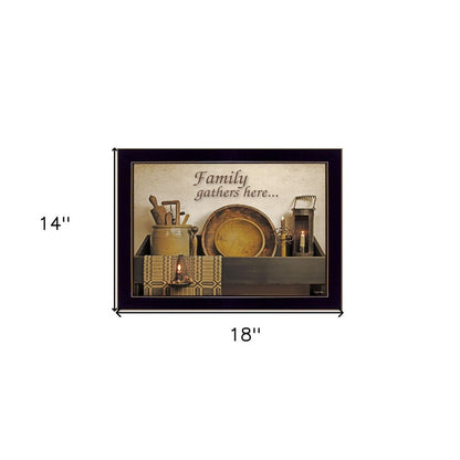 Family Gather Here 1 Black Framed Print Kitchen Wall Art HomeRoots