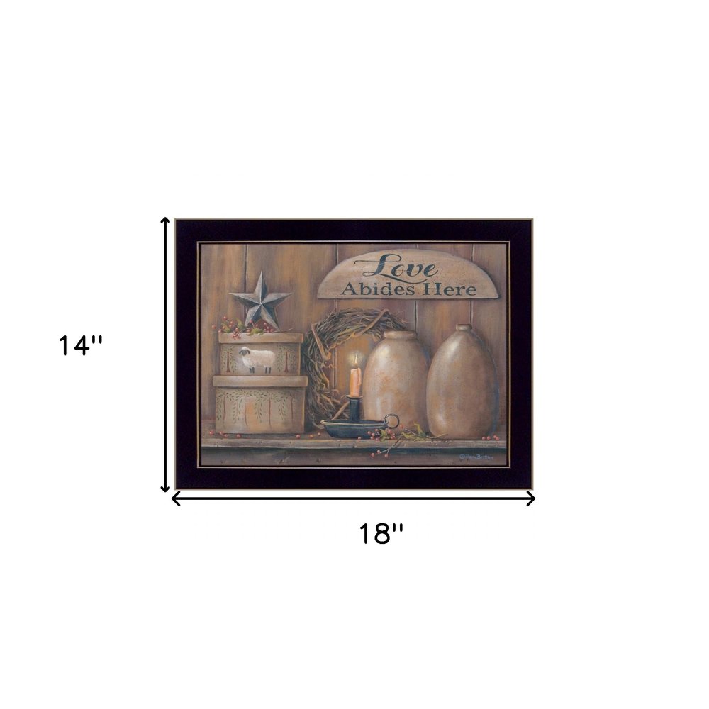 Love Abides Here Shelf 1 Black Framed Print Wall Art — view 3