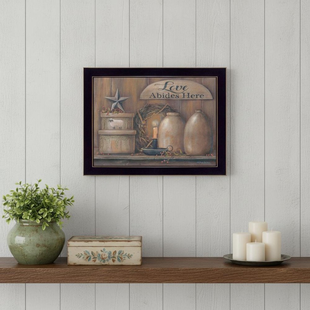 Love Abides Here Shelf 1 Black Framed Print Wall Art HomeRoots