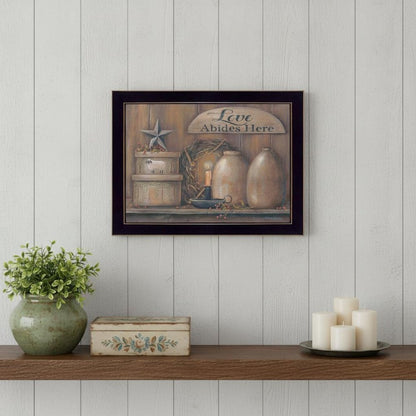 Love Abides Here Shelf 1 Black Framed Print Wall Art HomeRoots