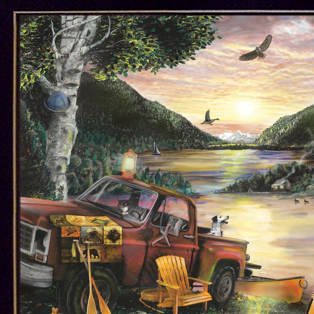 Lakefront Camping I 1 Black Framed Print Wall Art HomeRoots