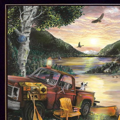 Lakefront Camping I 1 Black Framed Print Wall Art HomeRoots