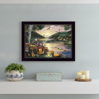 Lakefront Camping I 1 Black Framed Print Wall Art HomeRoots