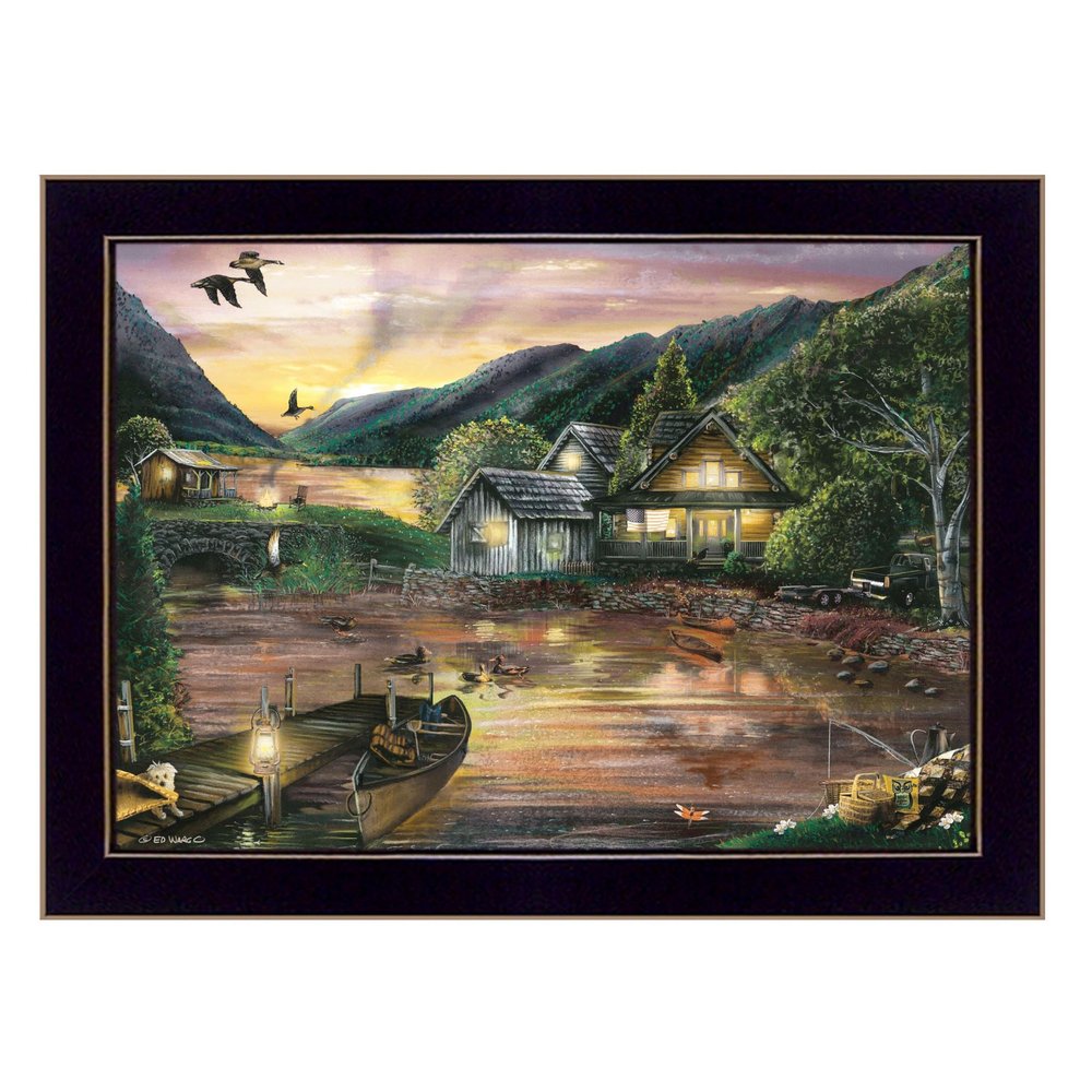 Lakefront Camping II 1 Black Framed Print Wall Art HomeRoots