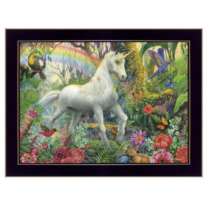 Rainbow Unicorn 1 Black Framed Print Wall Art HomeRoots