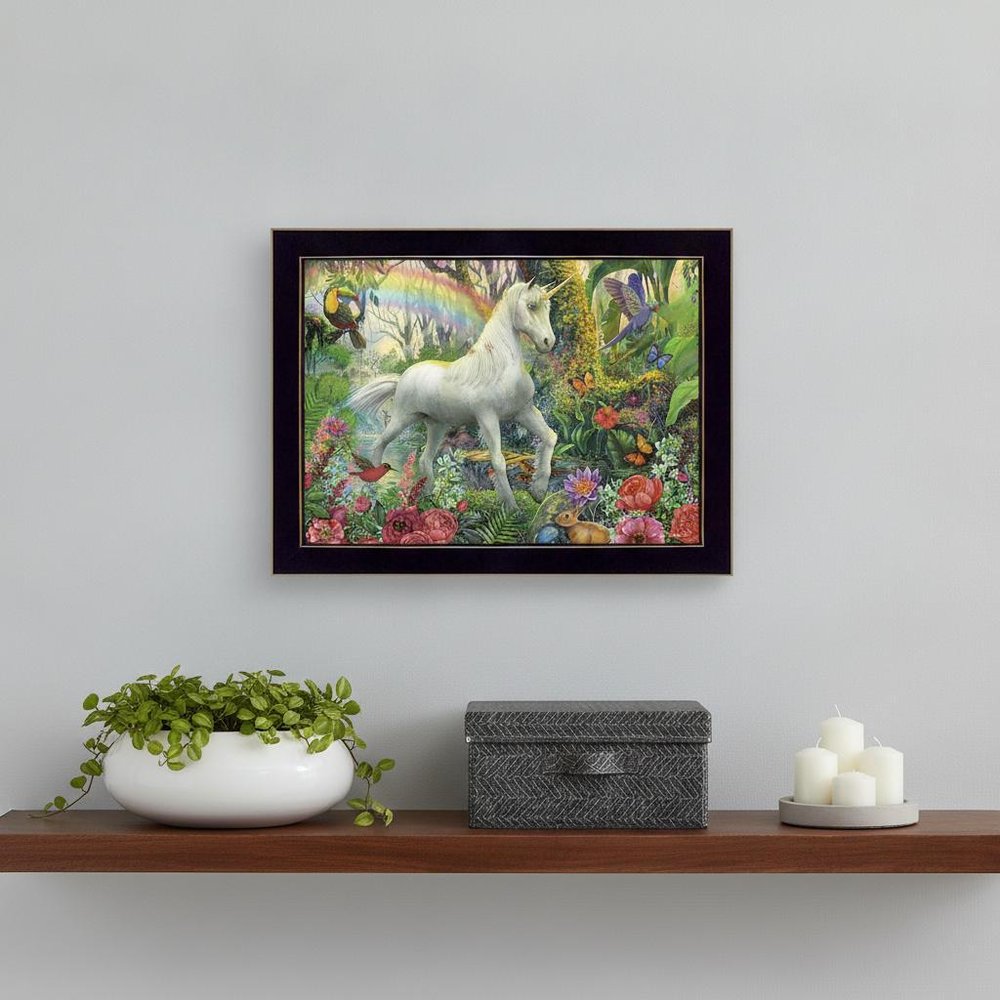 Rainbow Unicorn 1 Black Framed Print Wall Art — view 5
