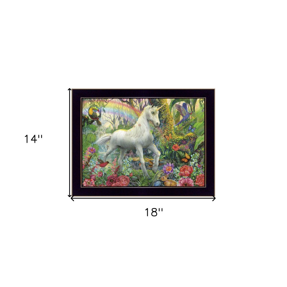 Rainbow Unicorn 1 Black Framed Print Wall Art HomeRoots