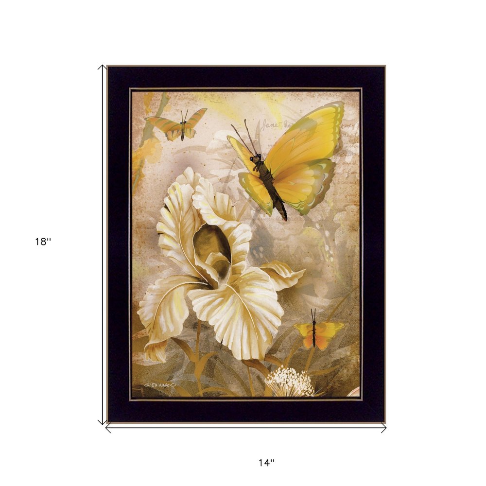 Flowers and Butterflies I 1 Black Framed Print Wall Art HomeRoots