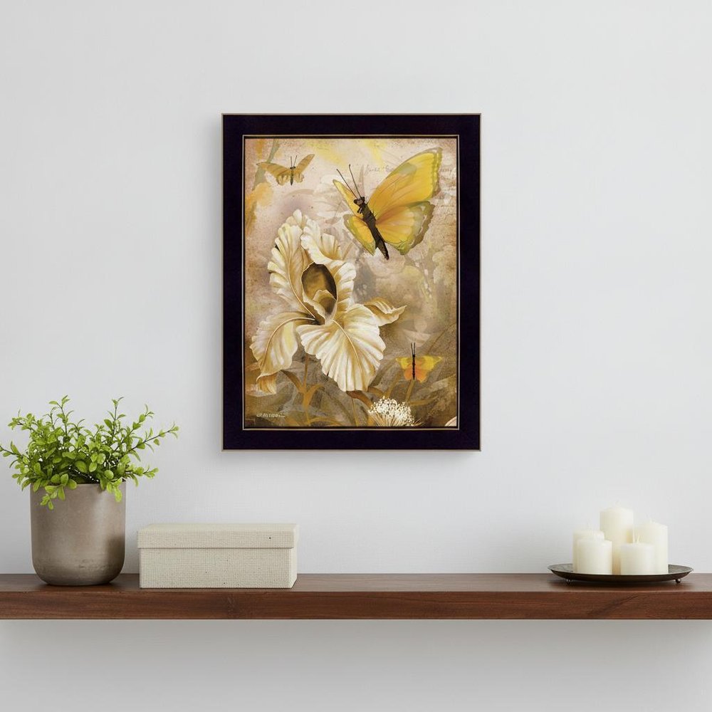 Flowers and Butterflies I 1 Black Framed Print Wall Art HomeRoots