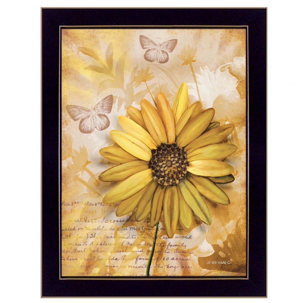 Flowers and Butterflies II 1 Black Framed Print Wall Art — view 1