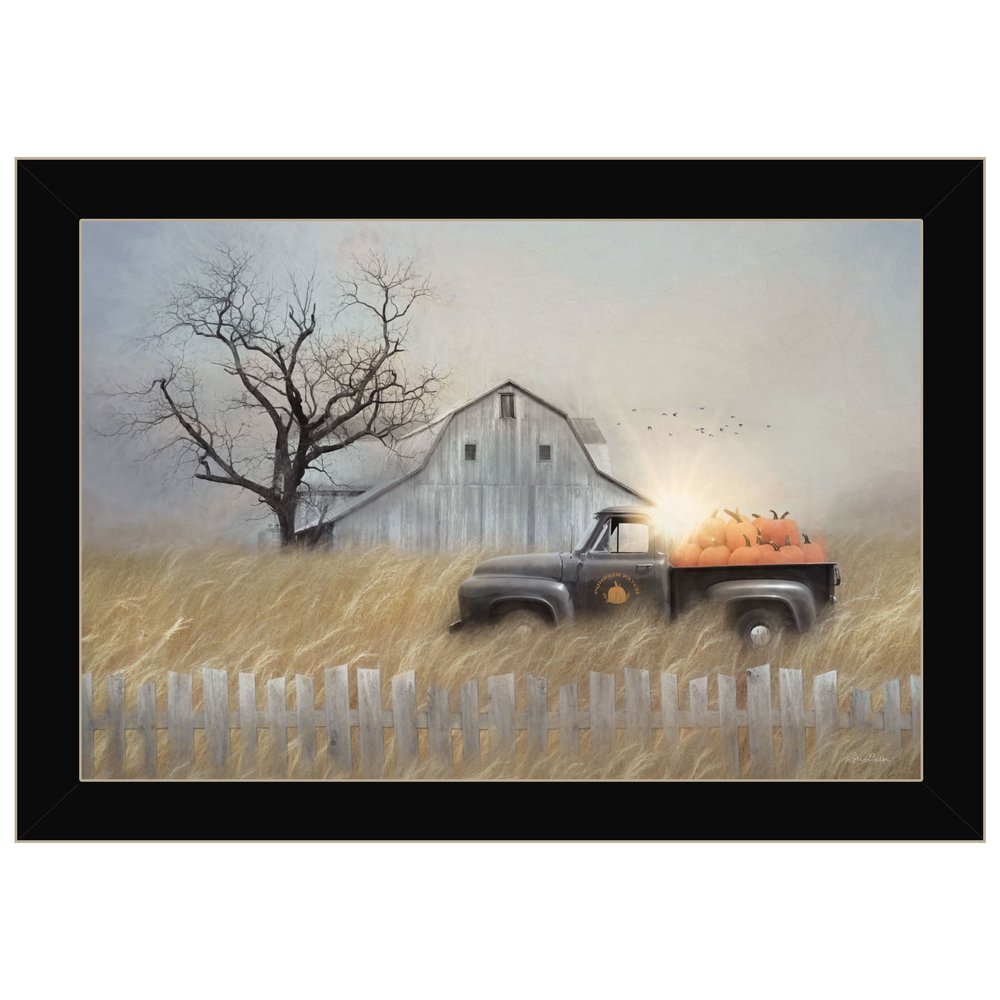 Fall Pumpkin Harvest Black Framed Print Wall Art — view 1