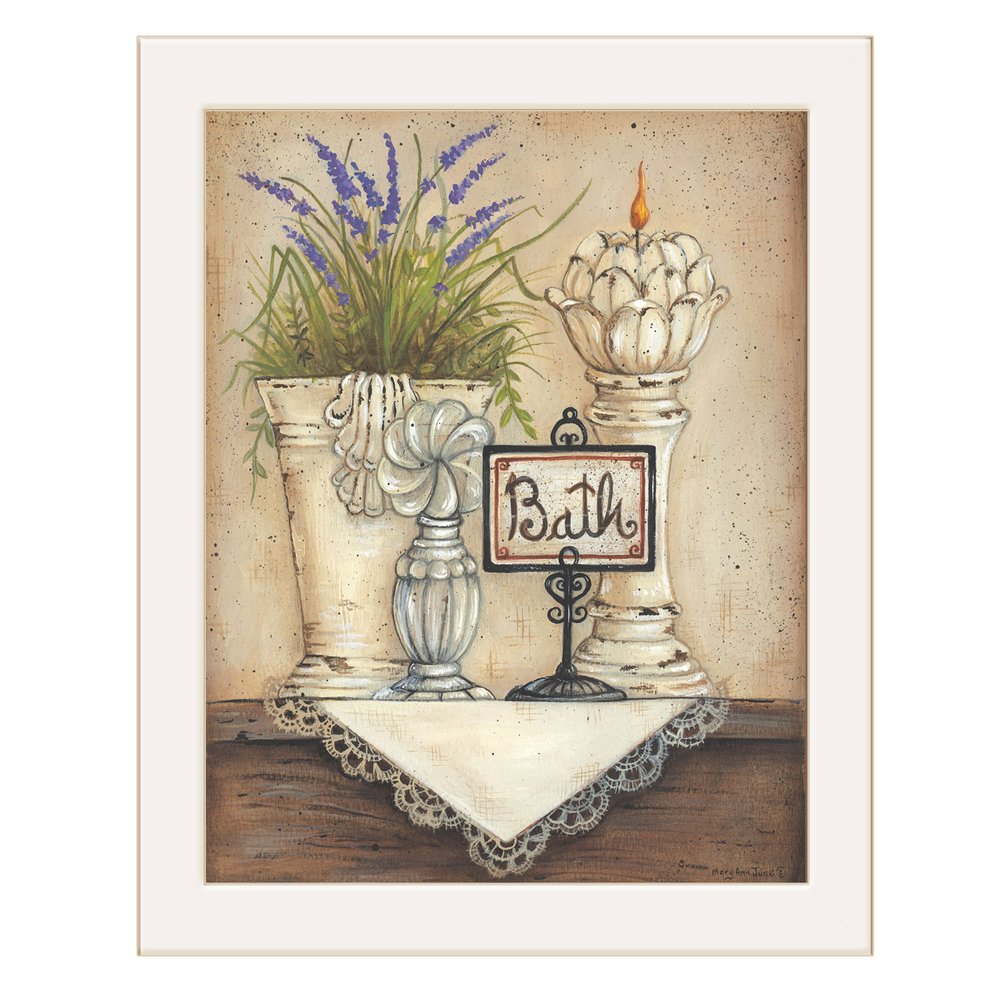 Bath 1 White Framed Print Bathroom Wall Art — view 1
