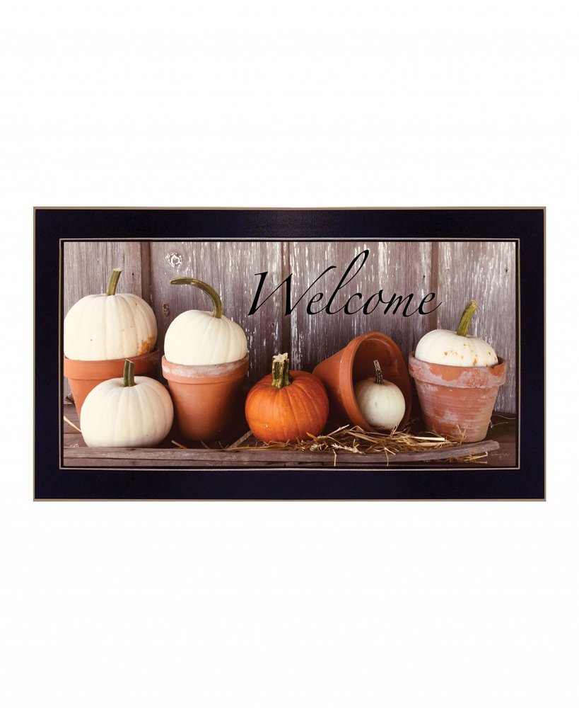 Pumpkins Welcome Sign Black Framed Print Wall Art — view 1