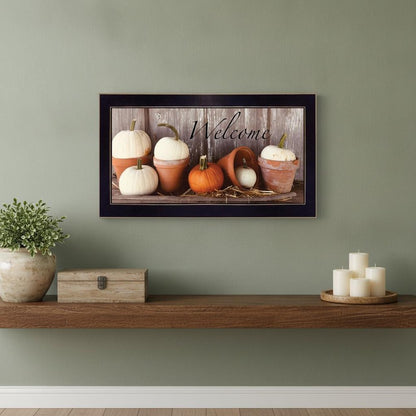 Pumpkins Welcome Sign Black Framed Print Wall Art HomeRoots