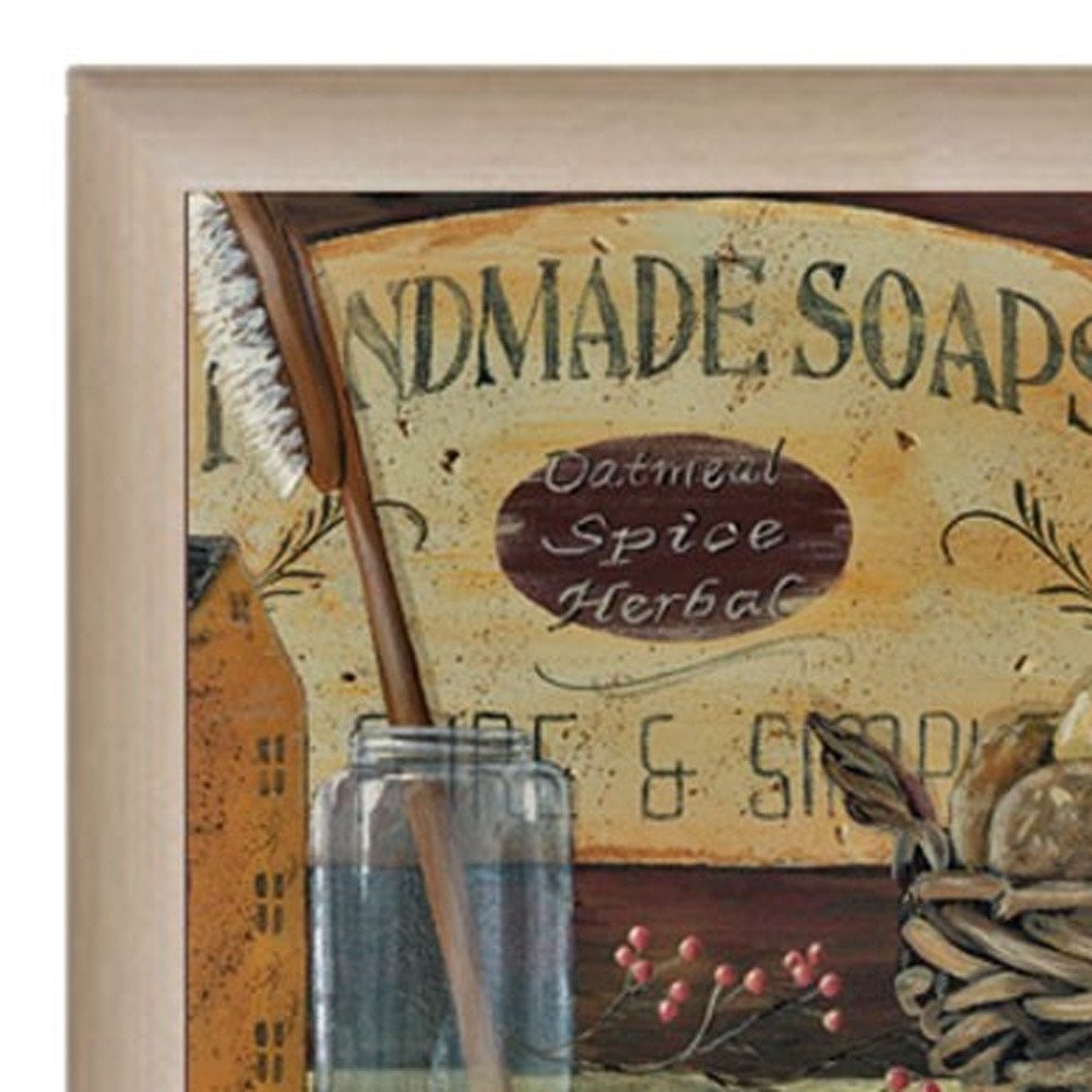 Country Bath Shelf 5 Brown Framed Print Bathroom Wall Art — view 2