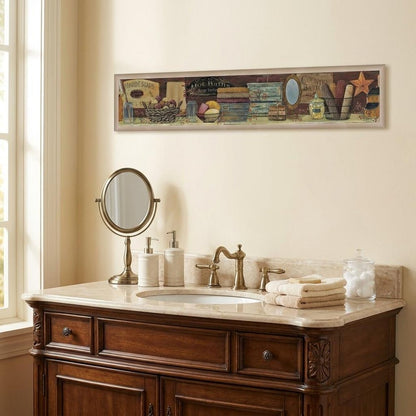 Country Bath Shelf 5 Brown Framed Print Bathroom Wall Art HomeRoots