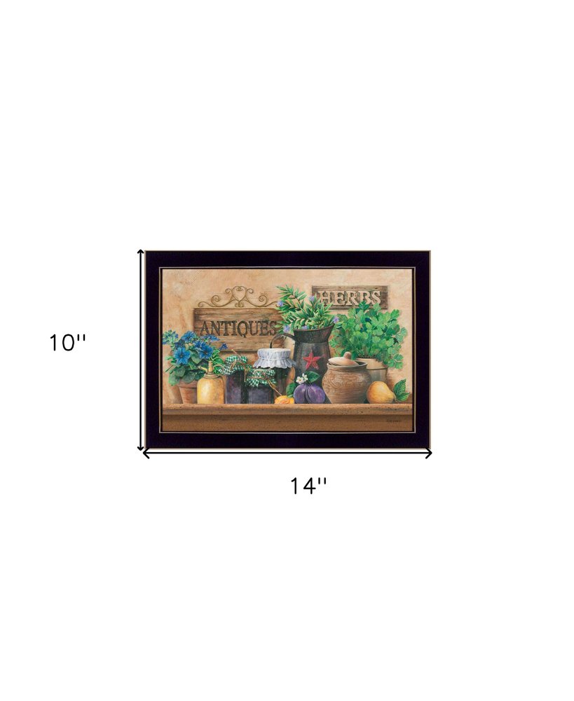 Antiques and Herbs Black Framed Print Kitchen Wall Art — view 4