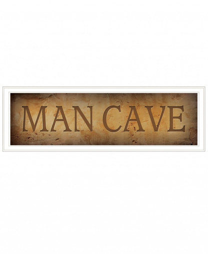 11" x 33" Man Cave White Framed Print Wall Art HomeRoots