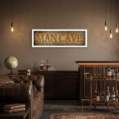 11" x 33" Man Cave White Framed Print Wall Art HomeRoots