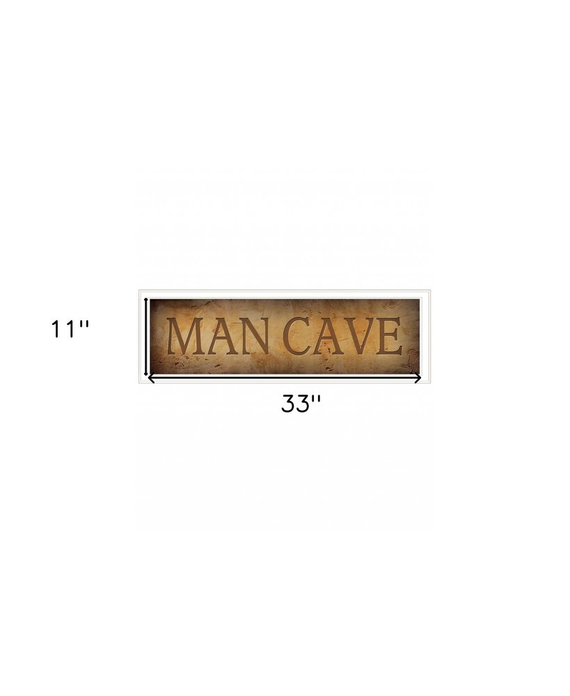 11" x 33" Man Cave White Framed Print Wall Art HomeRoots