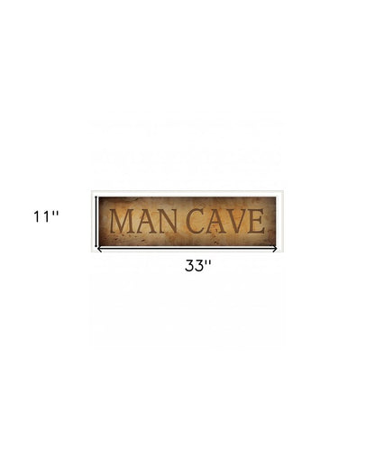 11" x 33" Man Cave White Framed Print Wall Art HomeRoots