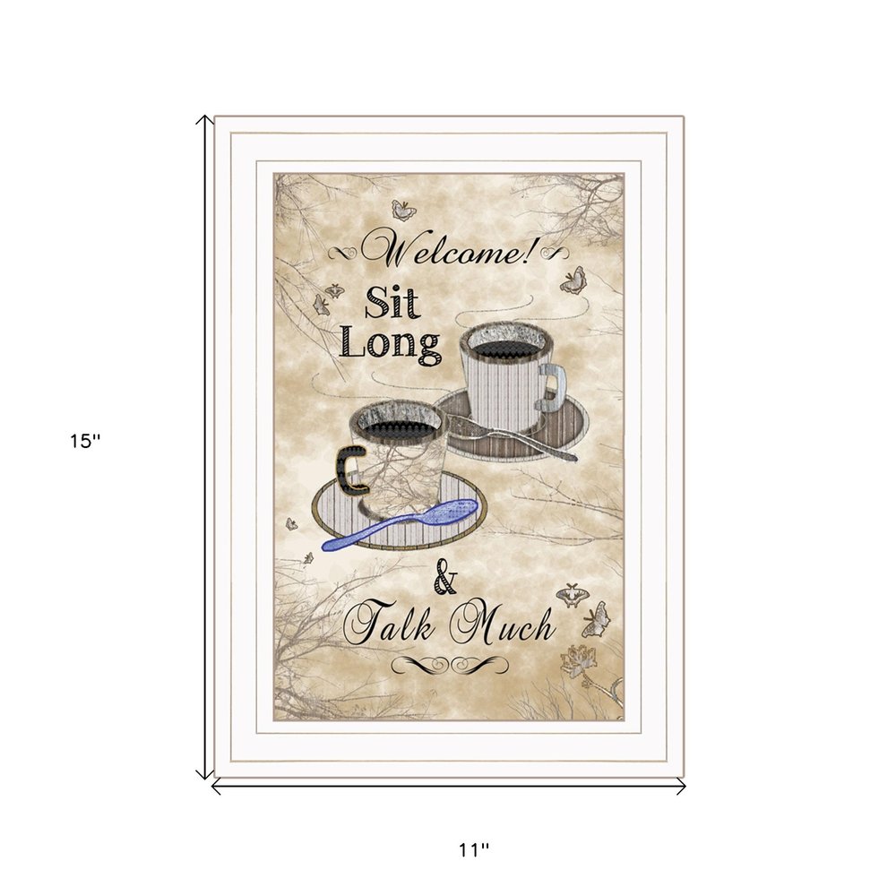 Sit Long Talk Much White Framed Print Kitchen Wall Art — view 4