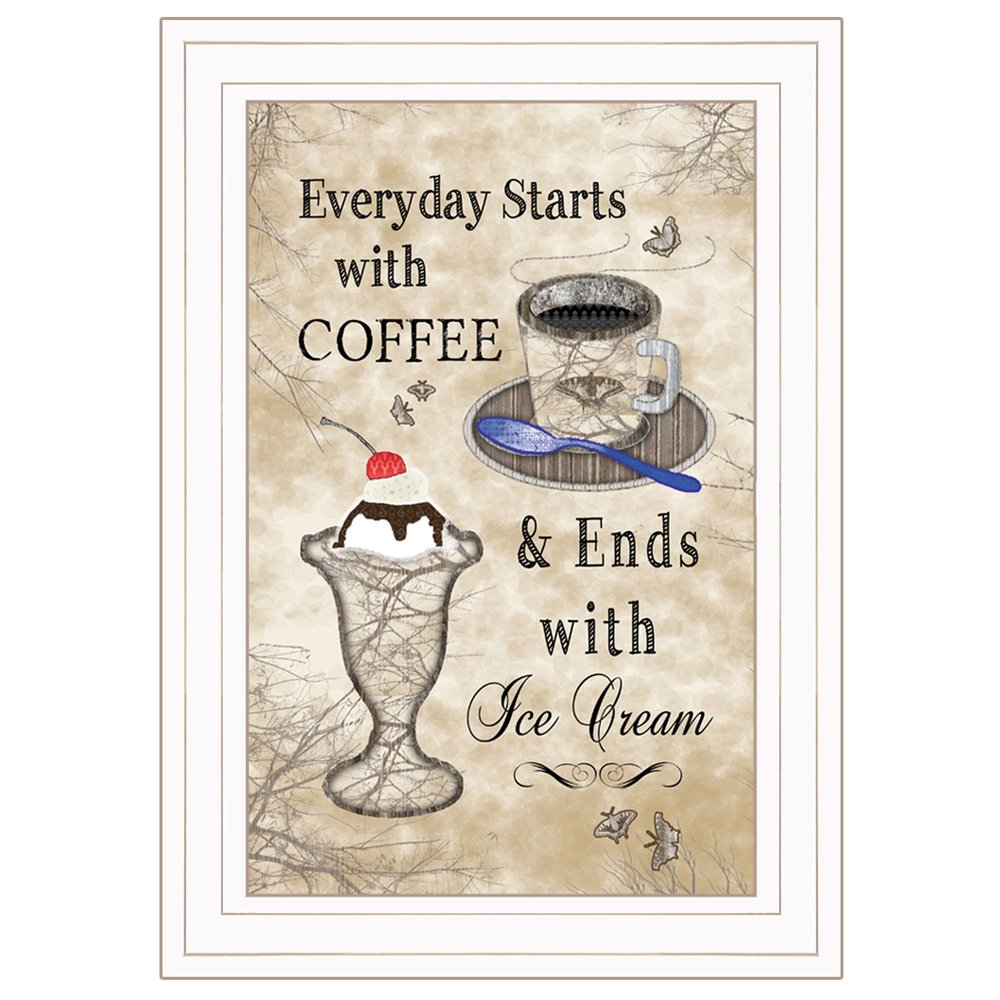 Everyday Starts with Coffee 3 White Framed Print Kitchen Wall Art HomeRoots