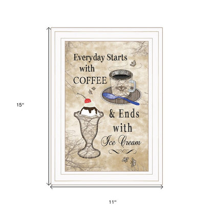 Everyday Starts with Coffee 3 White Framed Print Kitchen Wall Art HomeRoots