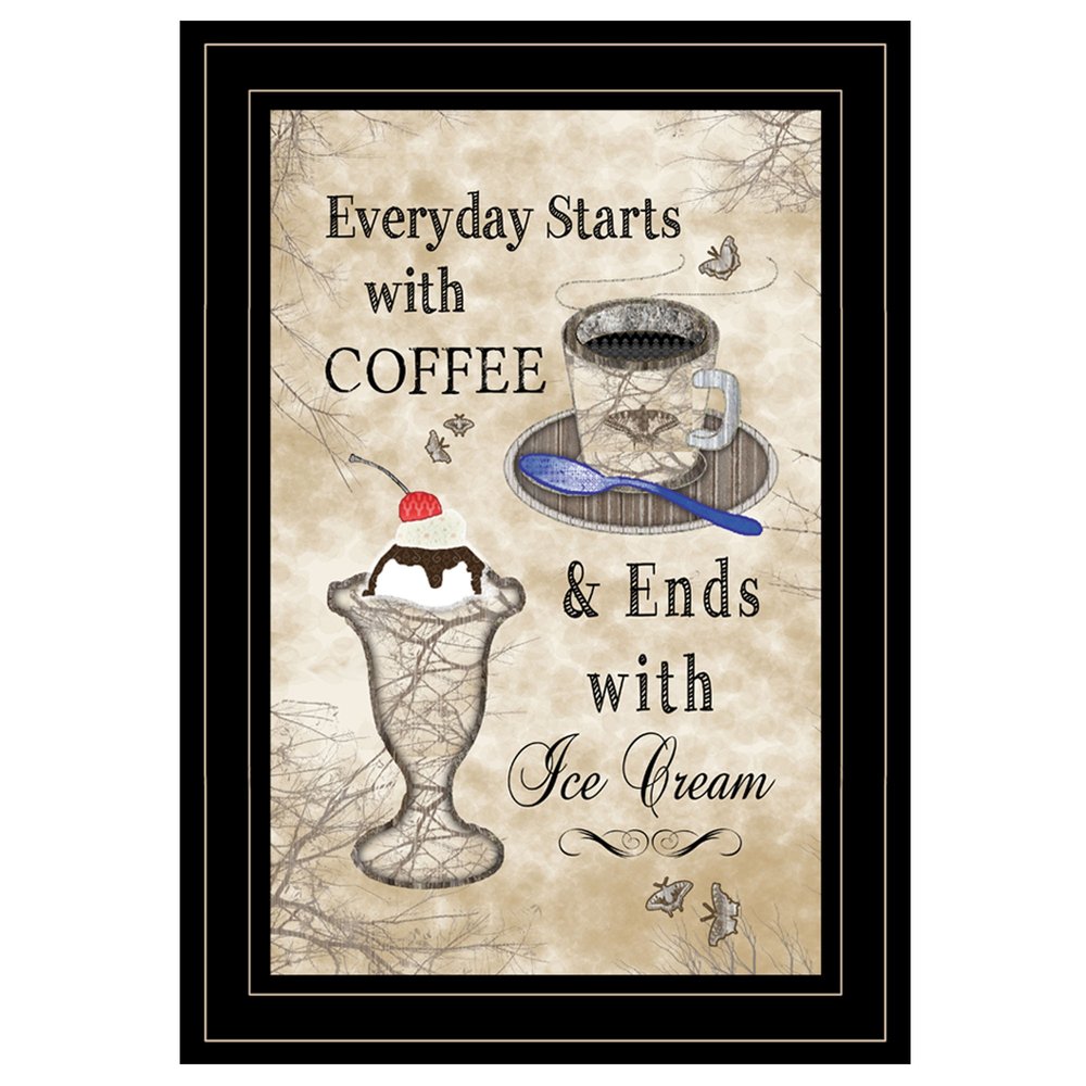 Everyday Starts with Coffee 4 Black Framed Print Kitchen Wall Art HomeRoots