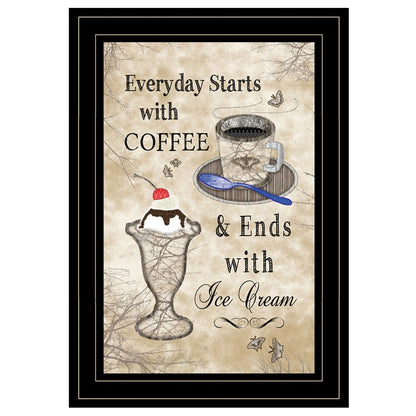 Everyday Starts with Coffee 4 Black Framed Print Kitchen Wall Art HomeRoots