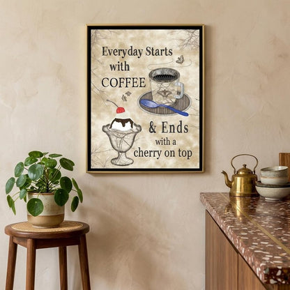 Everyday Starts with Coffee 4 Black Framed Print Kitchen Wall Art HomeRoots