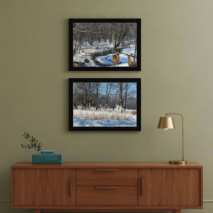 Set Of Two Great Outdoors Nature or Winter Forest 1 Black Framed Print Wall Art HomeRoots