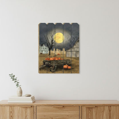 20" X 15" Black And Orange Wood Plank Autumn Harvest Moon Hanging Dimensional Sculpture HomeRoots