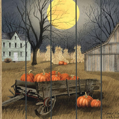 20" X 15" Black And Orange Wood Plank Autumn Harvest Moon Hanging Dimensional Sculpture HomeRoots