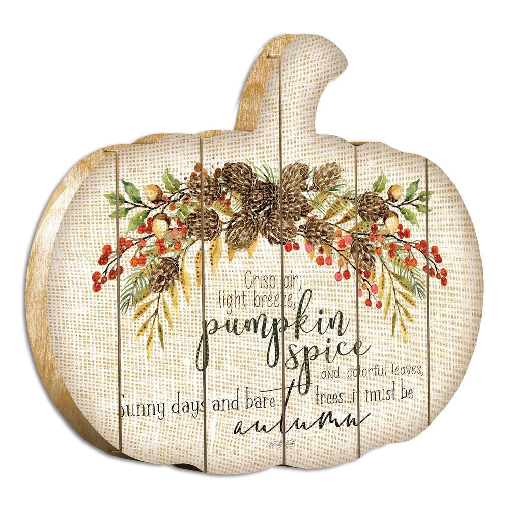 15" X 17" Black Brown And Ivory Pumpkin Wood Plank Hanging Wall Decor