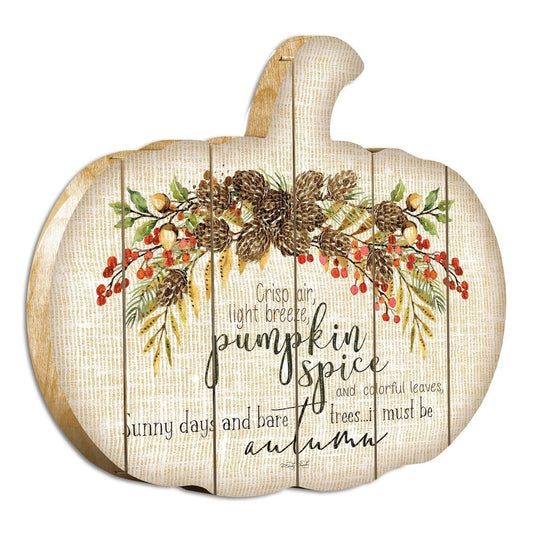 15" X 17" Black Brown And Ivory Pumpkin Wood Plank Hanging Wall Decor