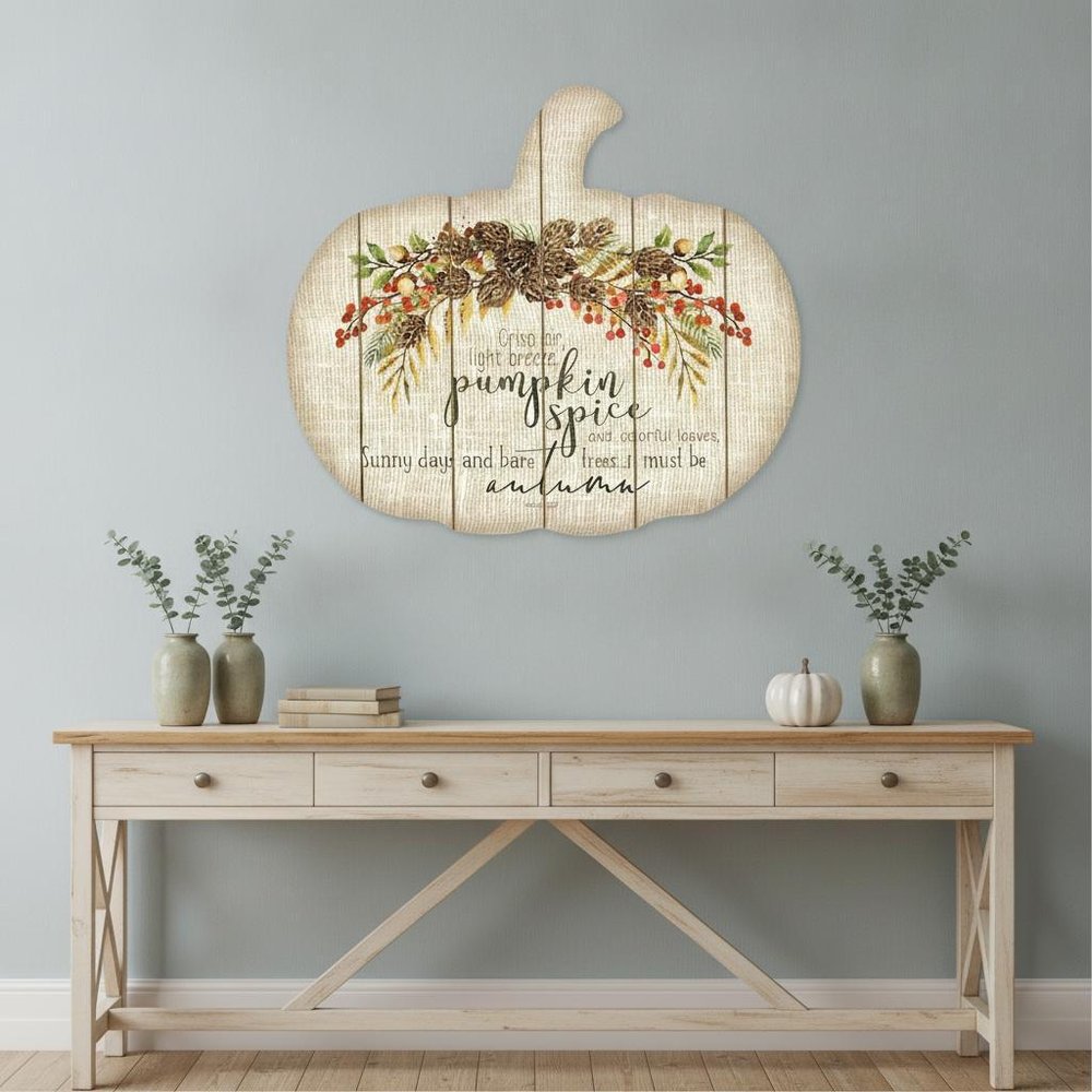 15" X 17" Black Brown And Ivory Pumpkin Wood Plank Hanging Wall Decor