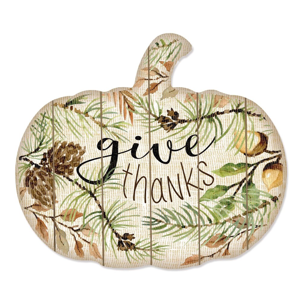 15" X 17" Black Green And Ivory Pumpkin Wood Plank Hanging Wall Decor — view 2
