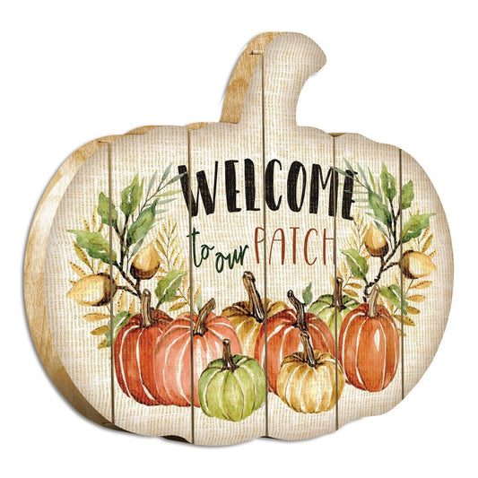15" X 17" Black Ivory And Orange Pumpkin Wood Plank Hanging Wall Decor