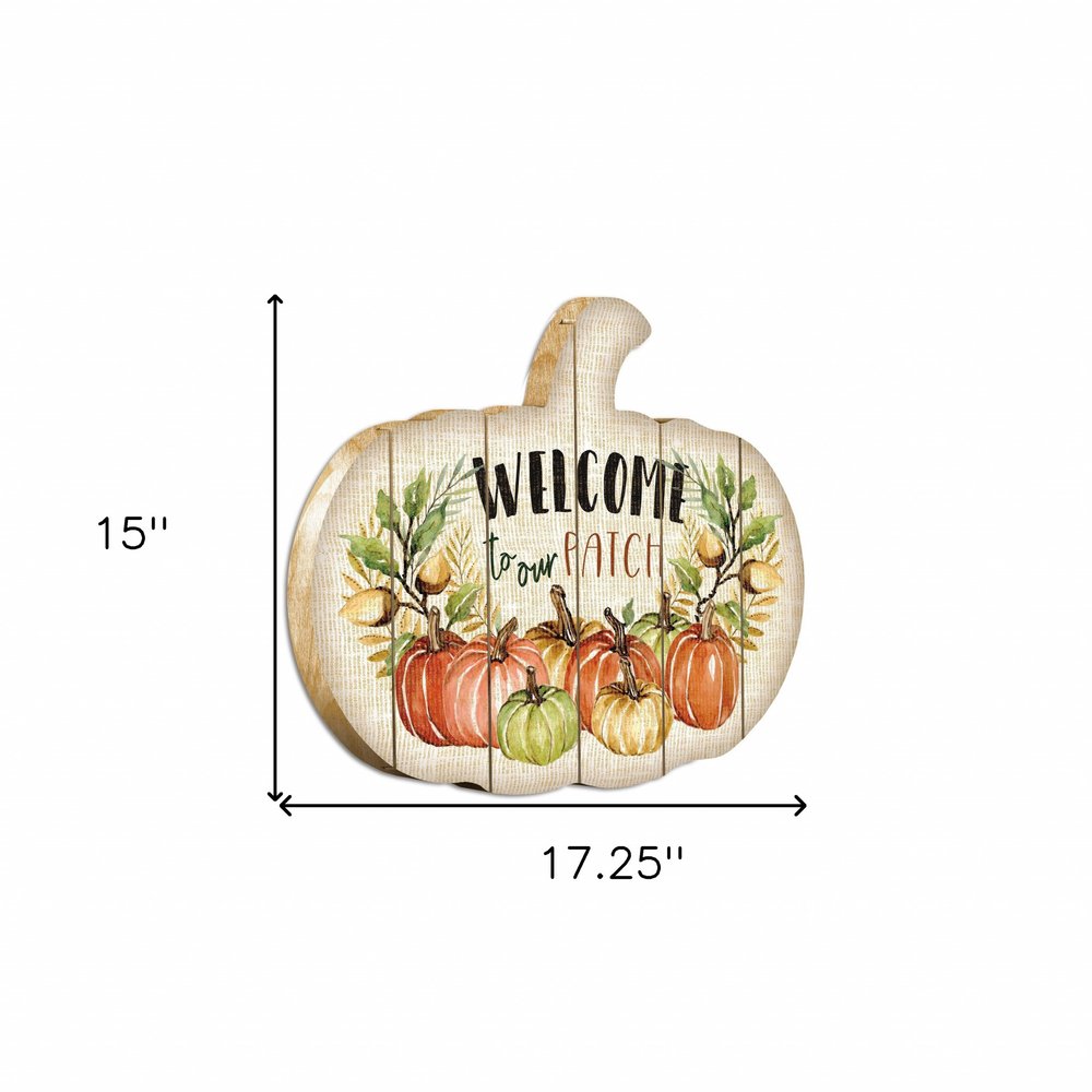 Welcome Pumpkin Wood Plank Wall Art — view 3